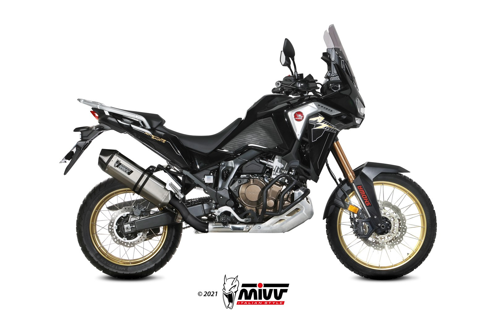 Mivv Slip-On Speed edge St. Steel con tapa carbono Honda CRF 1100 L Africa Twin 2020-25
