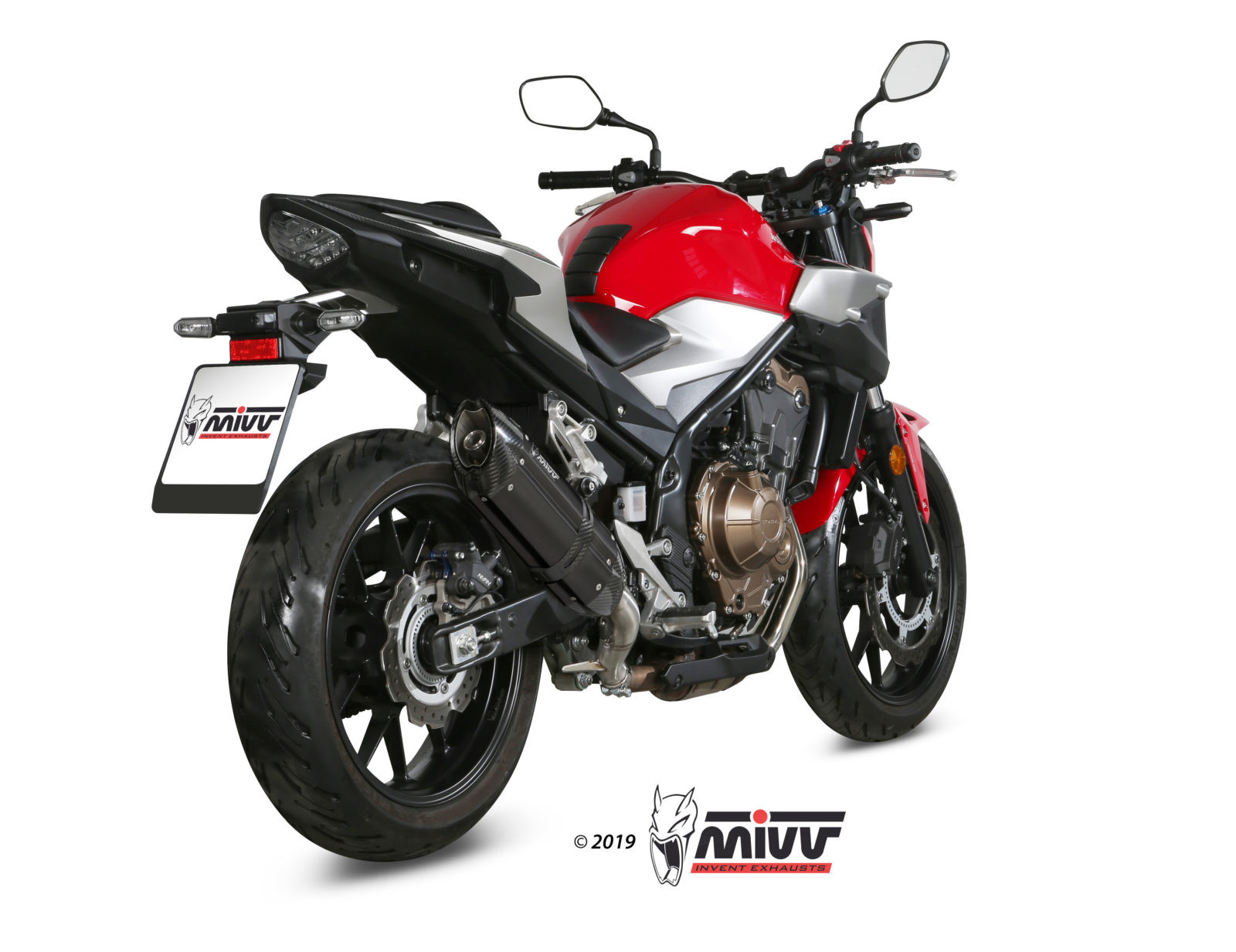 Mivv Slip-On Suono Black con tapa carbono Honda CB 500 F 2019-21