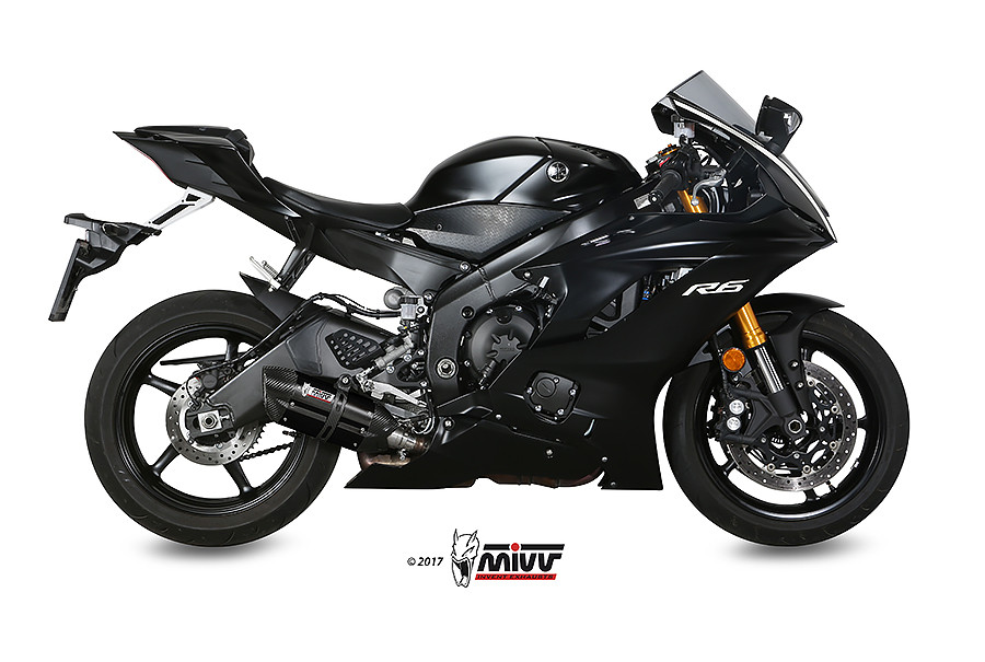 Mivv Slip-On Suono black con tapa carbono Yamaha YZF 600 R6 2017-21