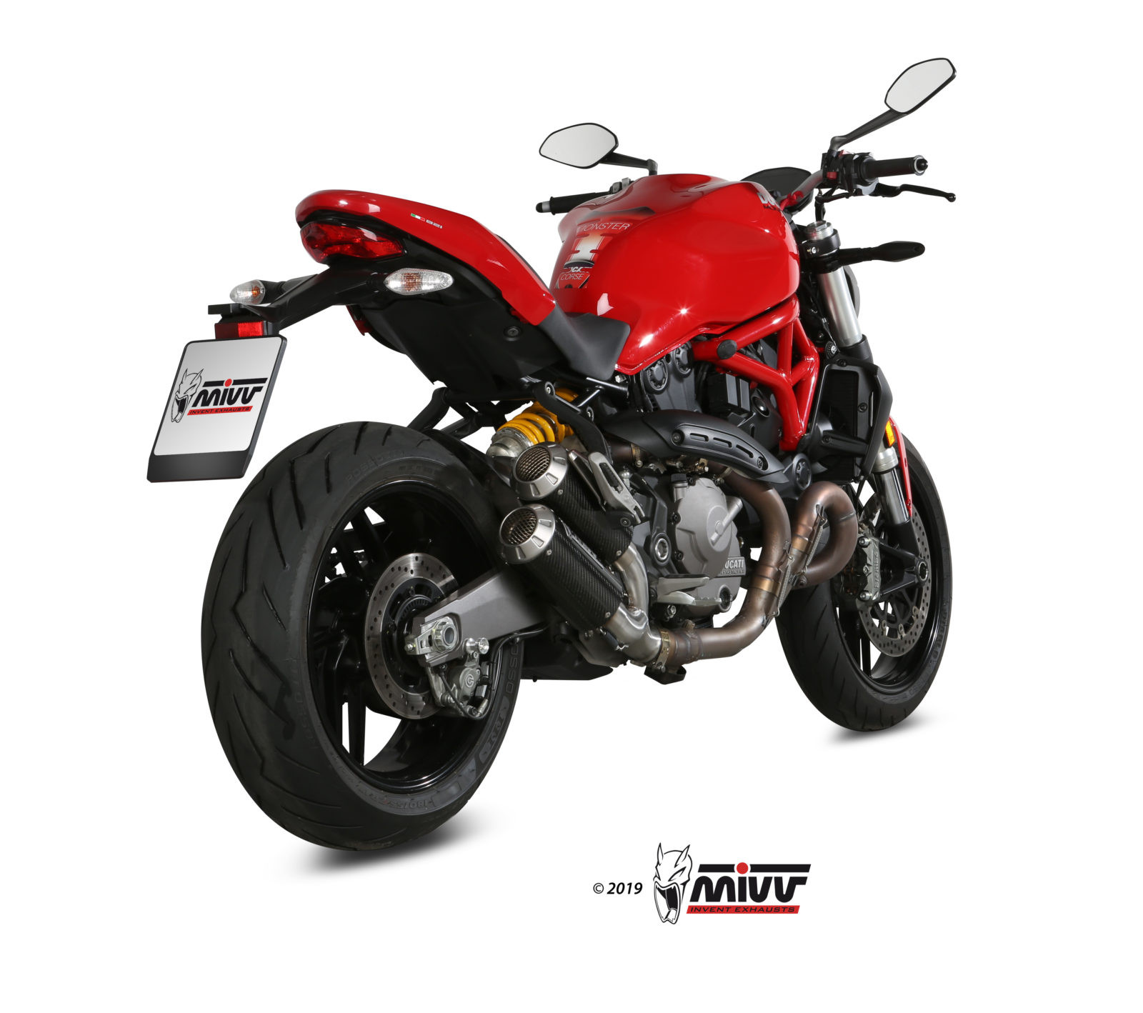 Mivv 2 Slip-On Mk3 carbono Ducati Monster 821 2018-20 / Monster 1200 2017-21
