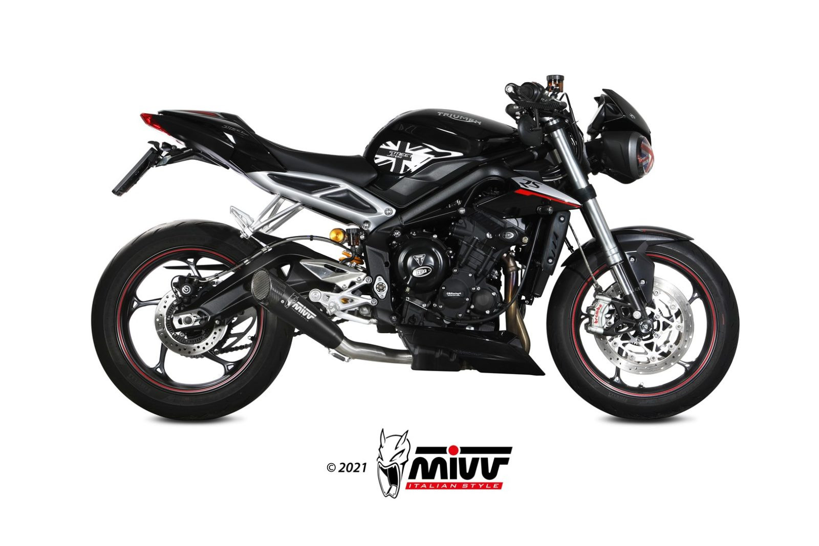Mivv Slip-On Delta Race black Triumph Street Triple R / S / RS 2017-23
