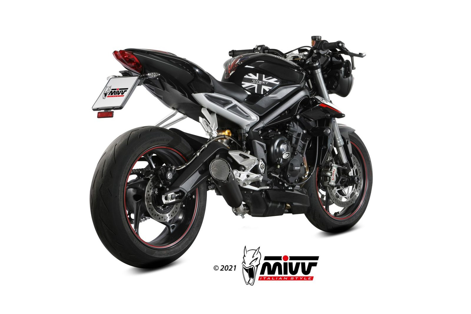 Mivv Slip-On Delta Race black Triumph Street Triple R / S / RS 2017-23