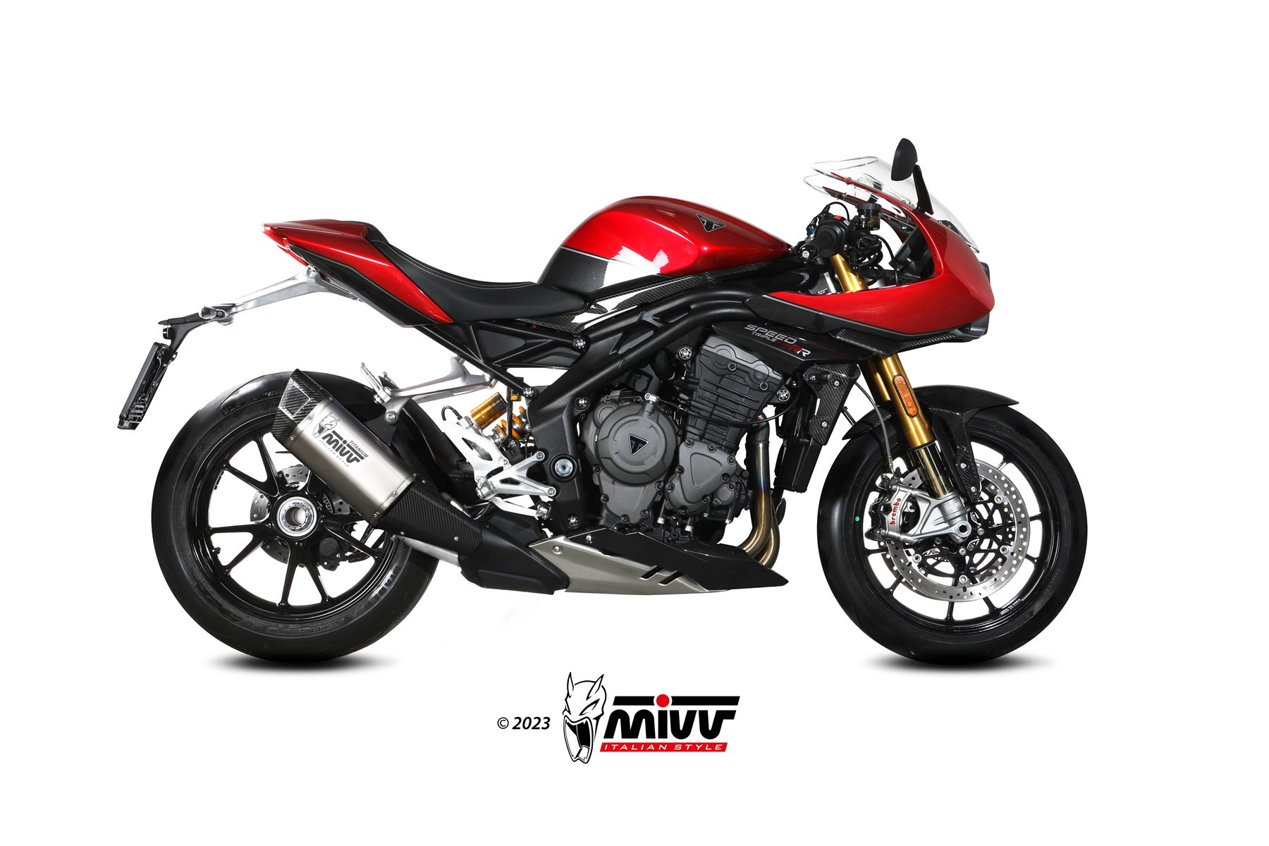 Mivv 2 Slip-On Mk3 carbono Triumph Speed Triple 1200 RR / RS 2021-24