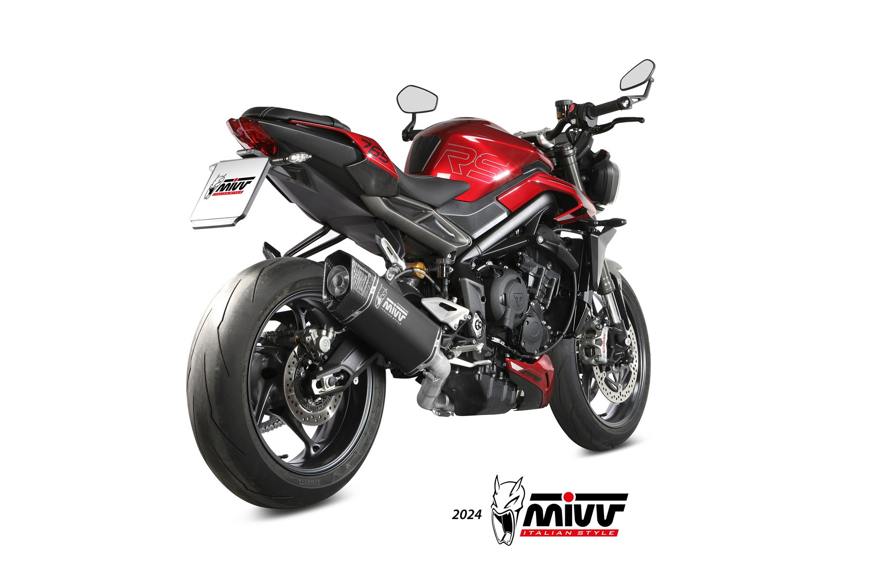 Mivv Slip-On HR-1 Black con tapa en carbono Royal Enfield HNTR 350 2022-24