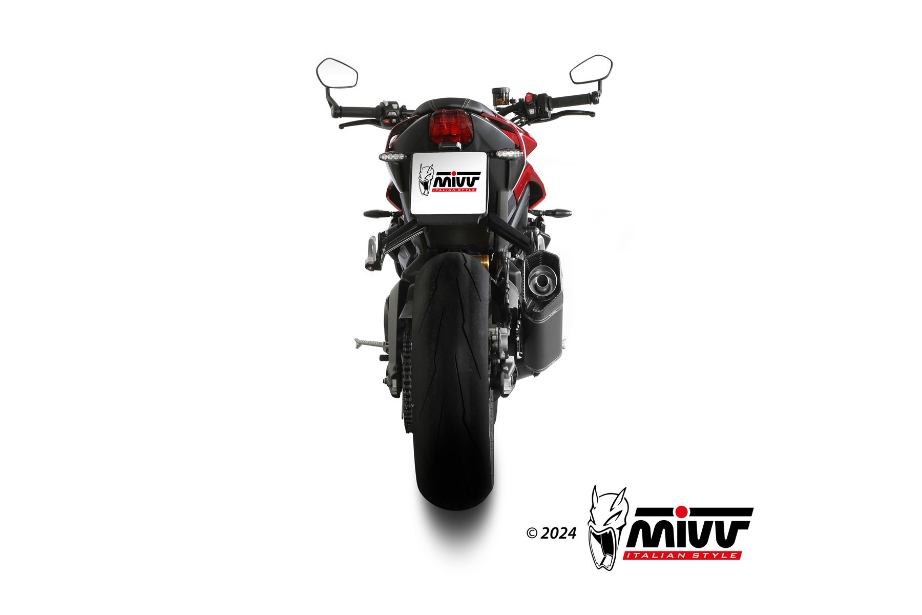 Mivv Slip-On HR-1 Black con tapa en carbono Royal Enfield HNTR 350 2022-24