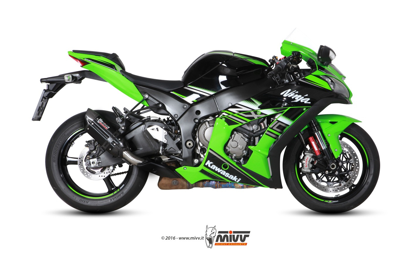 Mivv Slip-On Suono Black con tapa carbono Kawasaki ZX-10 R / RR / SE 2016-25