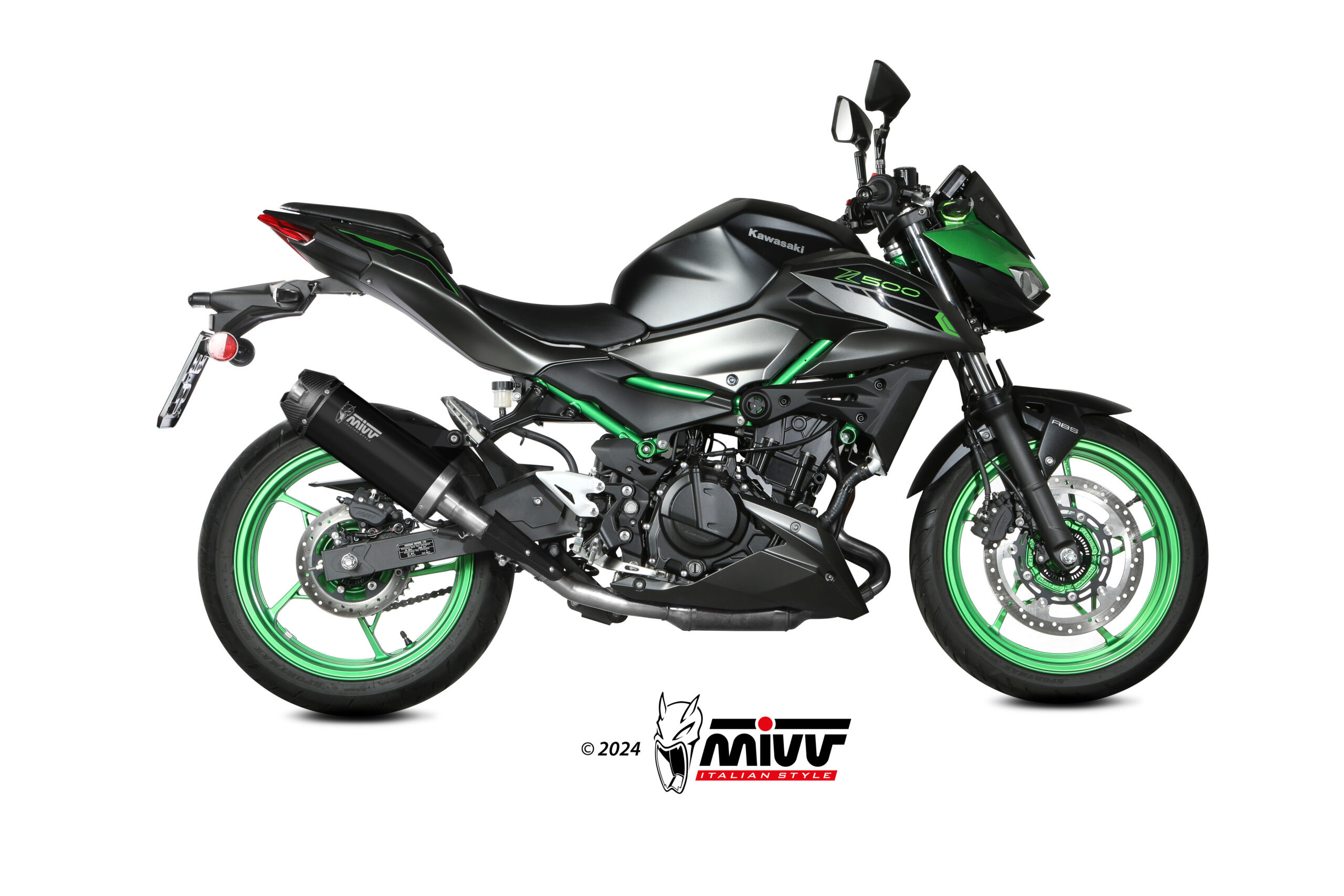 Mivv Slip-On AK-1 Titanium con tapa de carbono Kawasaki Z500 / SE 2024-25