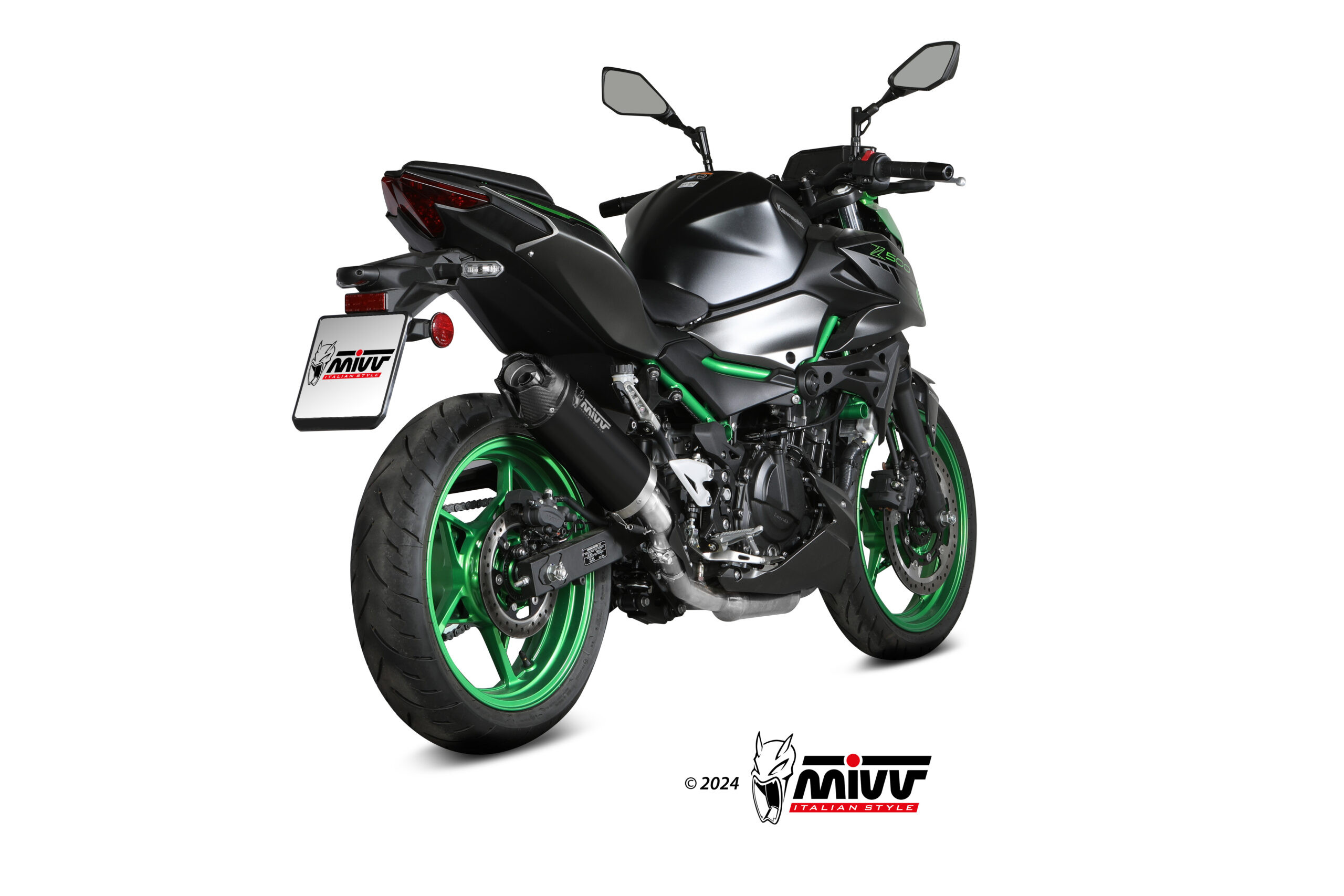 Mivv Slip-On AK-1 Titanium con tapa de carbono Kawasaki Z500 / SE 2024-25