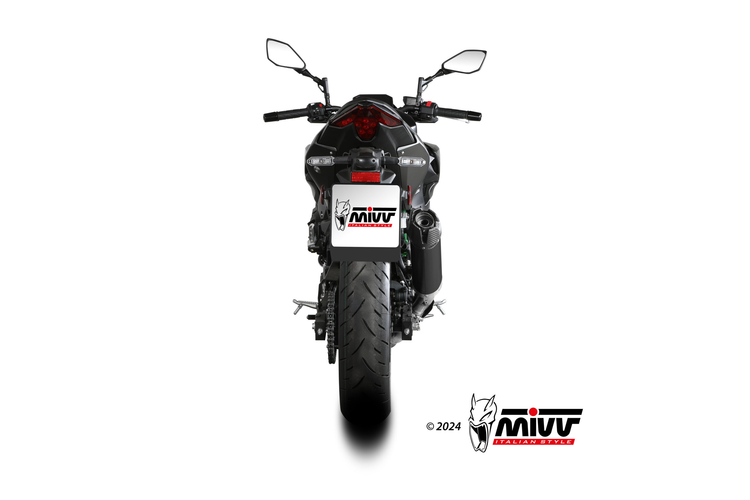 Mivv Slip-On AK-1 Titanium con tapa de carbono Kawasaki Z500 / SE 2024-25