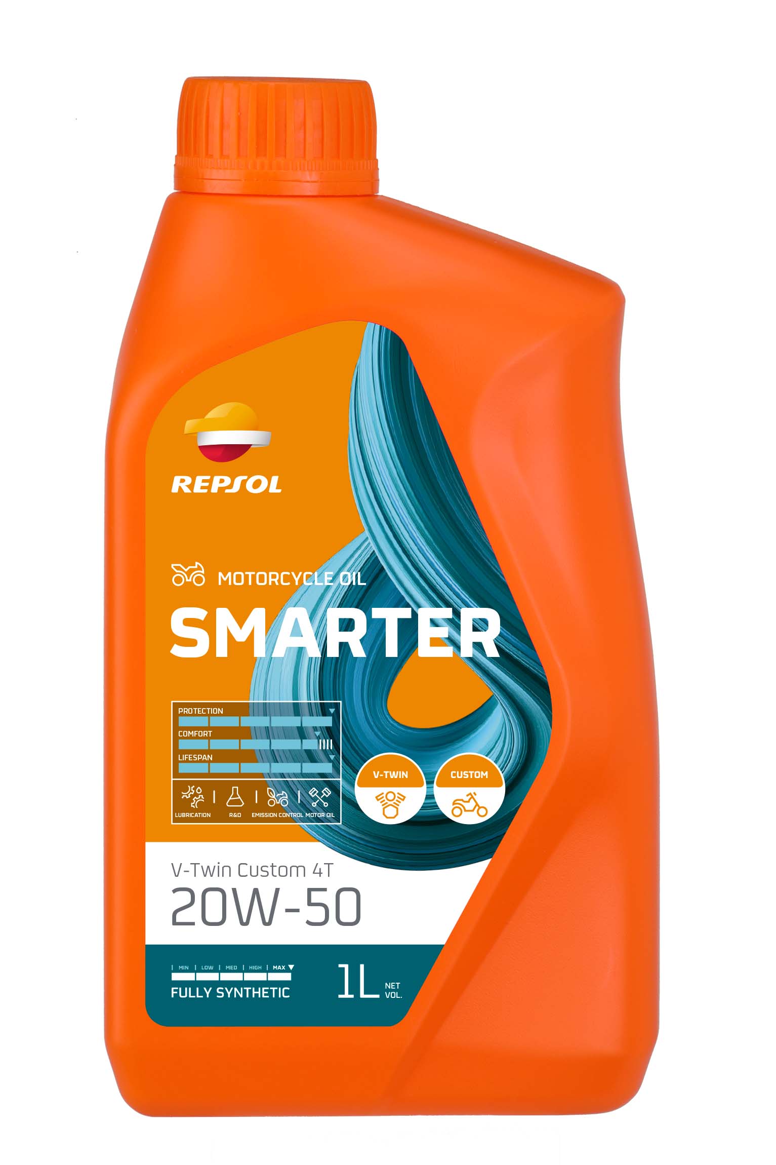 BOTELLA REPSOL SMARTER V-TWIN CUSTOM 4T 20W-50 1L