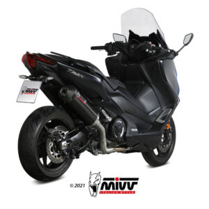 Mivv Full system 2x1 Oval black con tapa carbono Yamaha T-MAX 530 2017-19 / T-MAX 560 2020-21