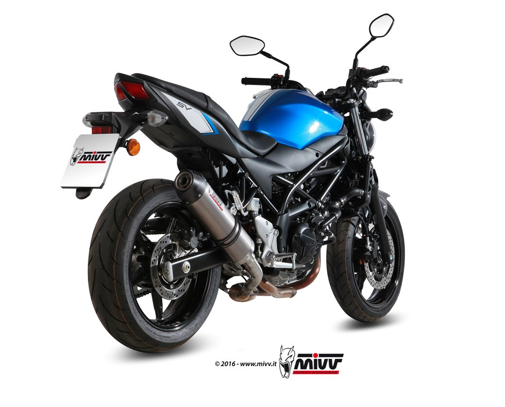 Mivv Slip-On Oval Titan con tapa carbono Suzuki SV 650 / X 2016-25