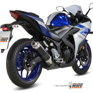 Mivv Slip-On Suono Black con tapa carbono Yamaha YZF R25 / YZF R3 2015-24