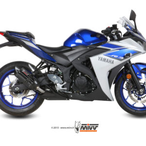 Mivv Slip-On Suono Black con tapa carbono Yamaha YZF R25 / YZF R3 2015-24