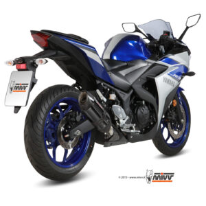 Mivv Slip-On Suono Black con tapa carbono Yamaha YZF R25 / YZF R3 2015-24