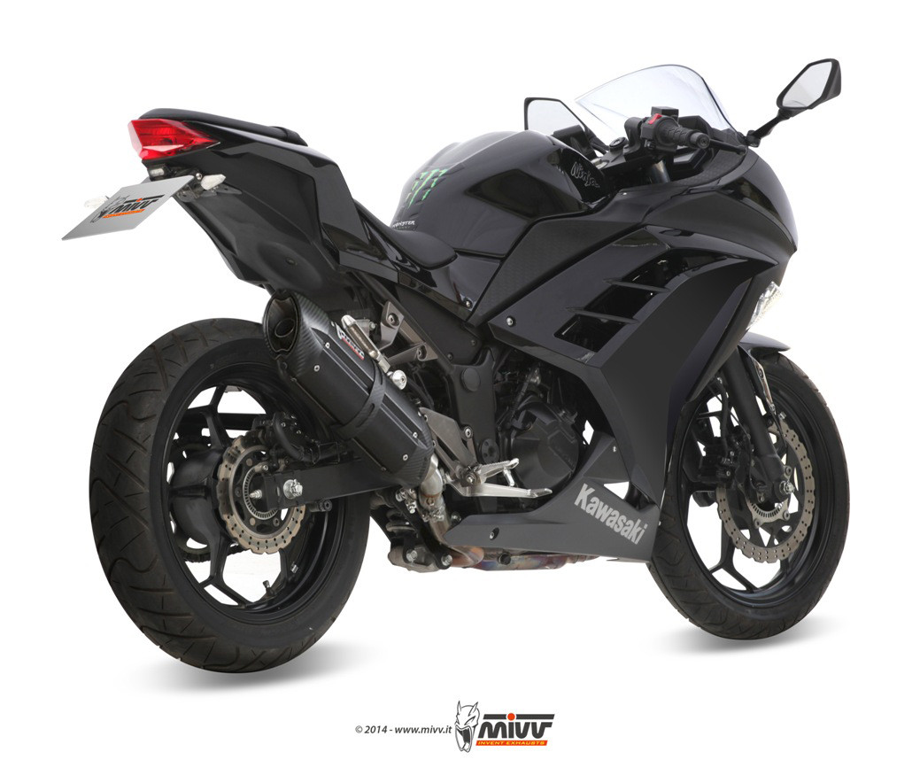 Mivv Slip-On Suono black con tapa carbono Kawasaki Ninja 300 2013-16 / Z300 2015-16