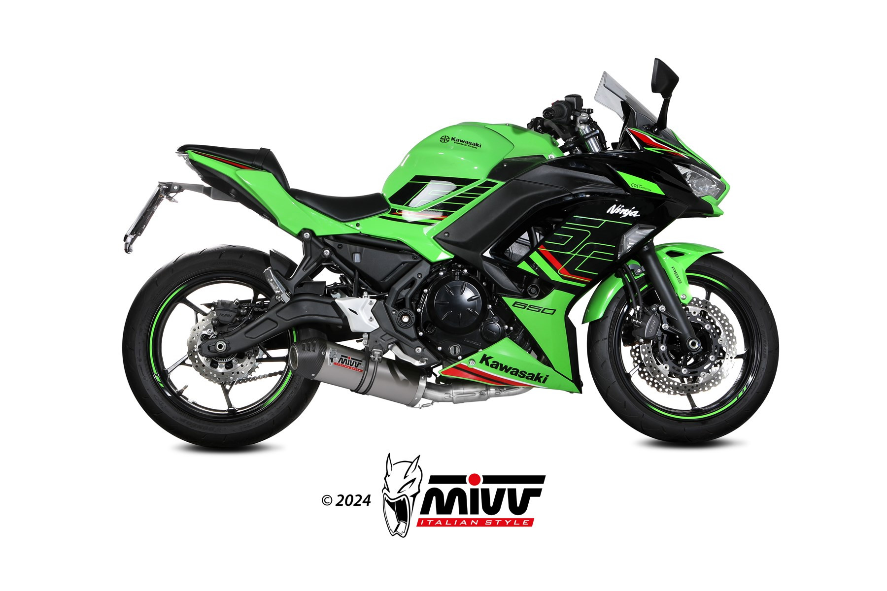Mivv Full System 2x1 OVAL TITANIUM con Tapa Carbono KAWASAKI NINJA 650 / Z650 24-25
