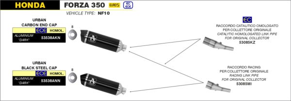 Arrow Conector racing para escape Urban 53085MI