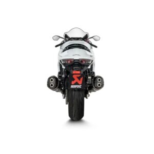 Akrapovic Silenciador doble de linea deslizable CON tapa de carbono de titanio negro