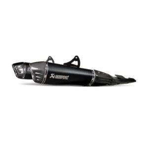 Akrapovic Silenciador doble de linea deslizable CON tapa de carbono de titanio negro
