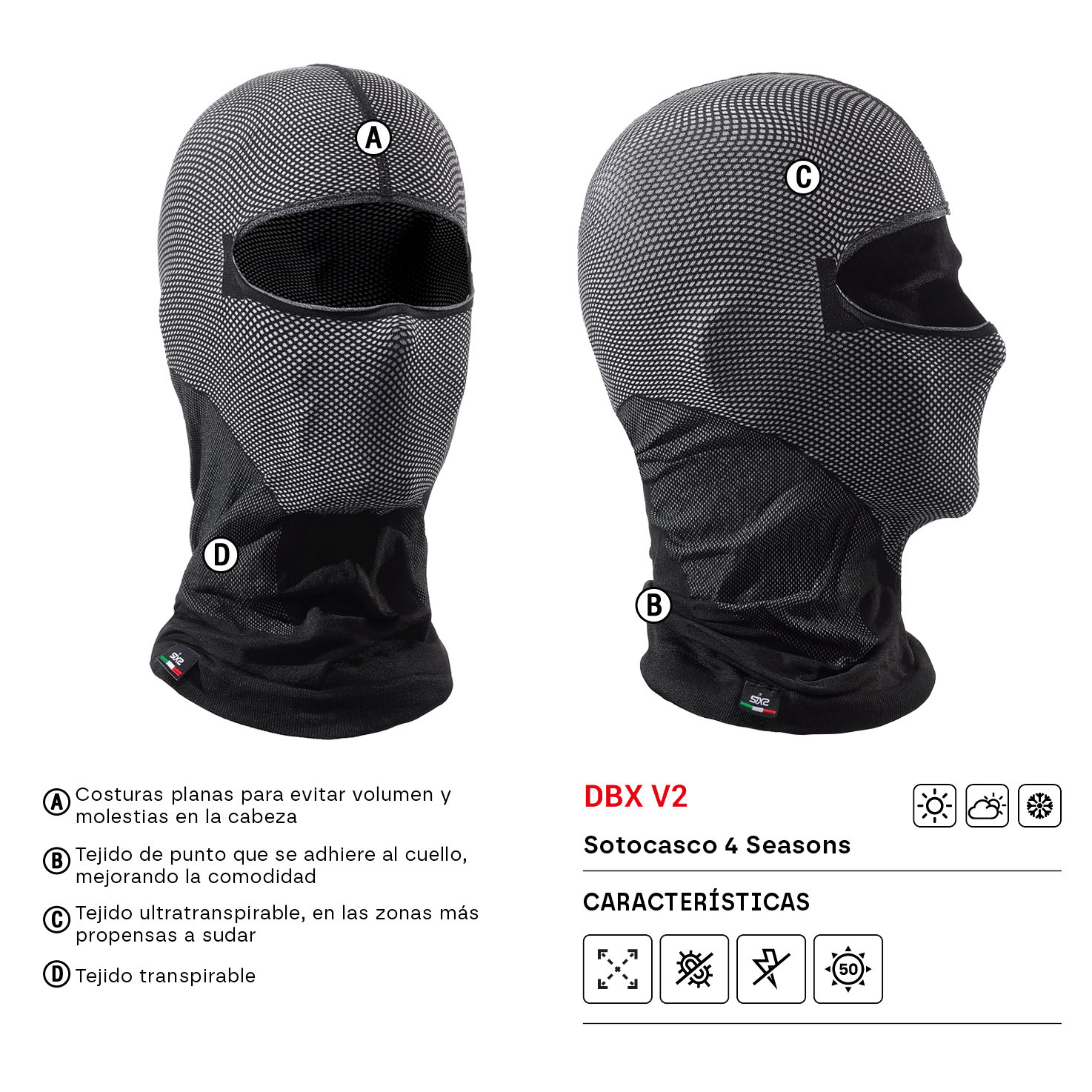 BALACLAVA SIXS 4 SEASONS DBX V2 CARBONO NEGRO