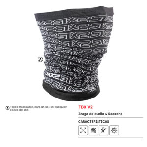 BRAGA DE CUELLO SIXS 4 SEASONS TBX V2 LOGO NEGRO / BLANCO