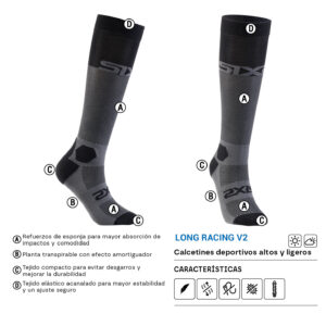 CALCETINES SIXS LONG RACING V2 GRIS / AMARILLO