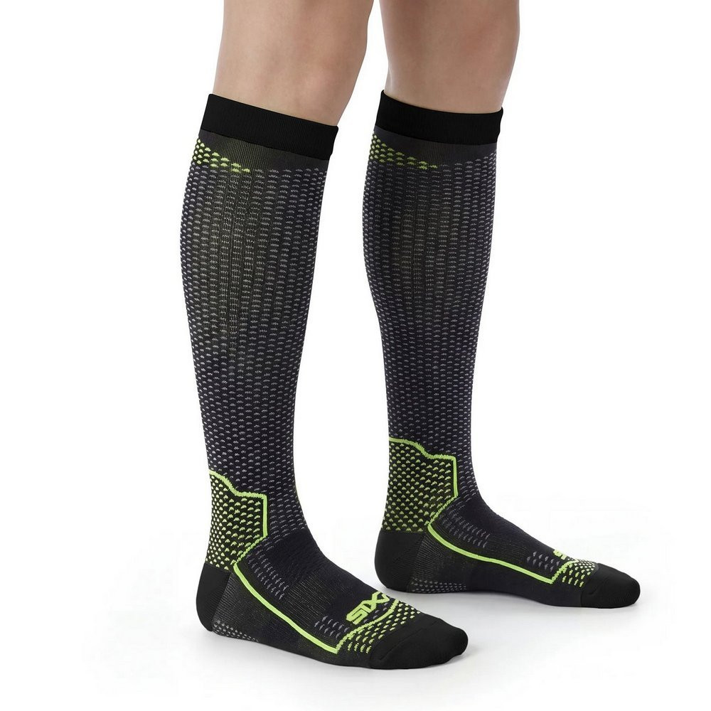 CALCETINES SIXS LONG V3 CARBONO NEGRO / AMARILLO