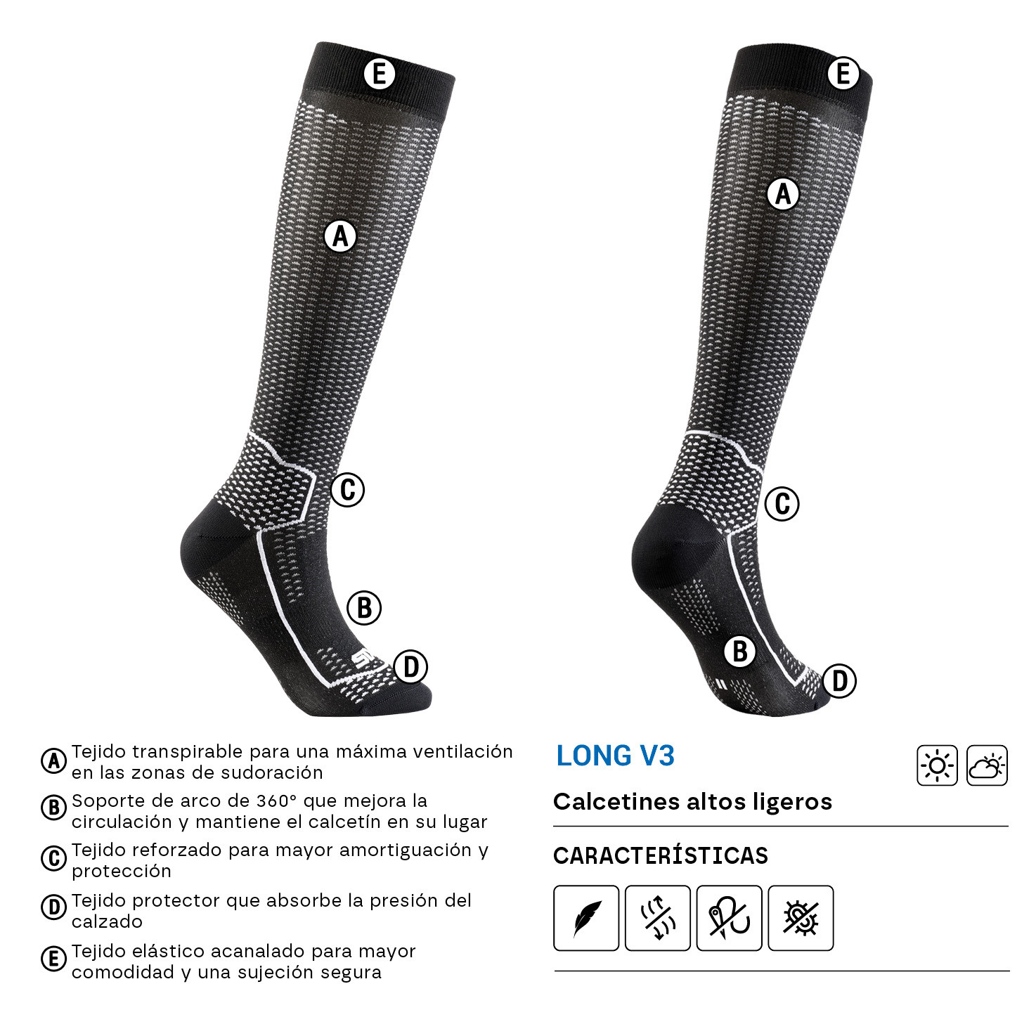 CALCETINES SIXS LONG V3 CARBONO NEGRO / AMARILLO