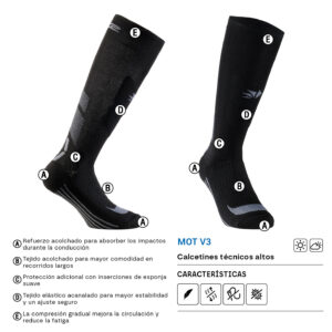CALCETINES SIXS MOT V3 NEGRO / AZUL