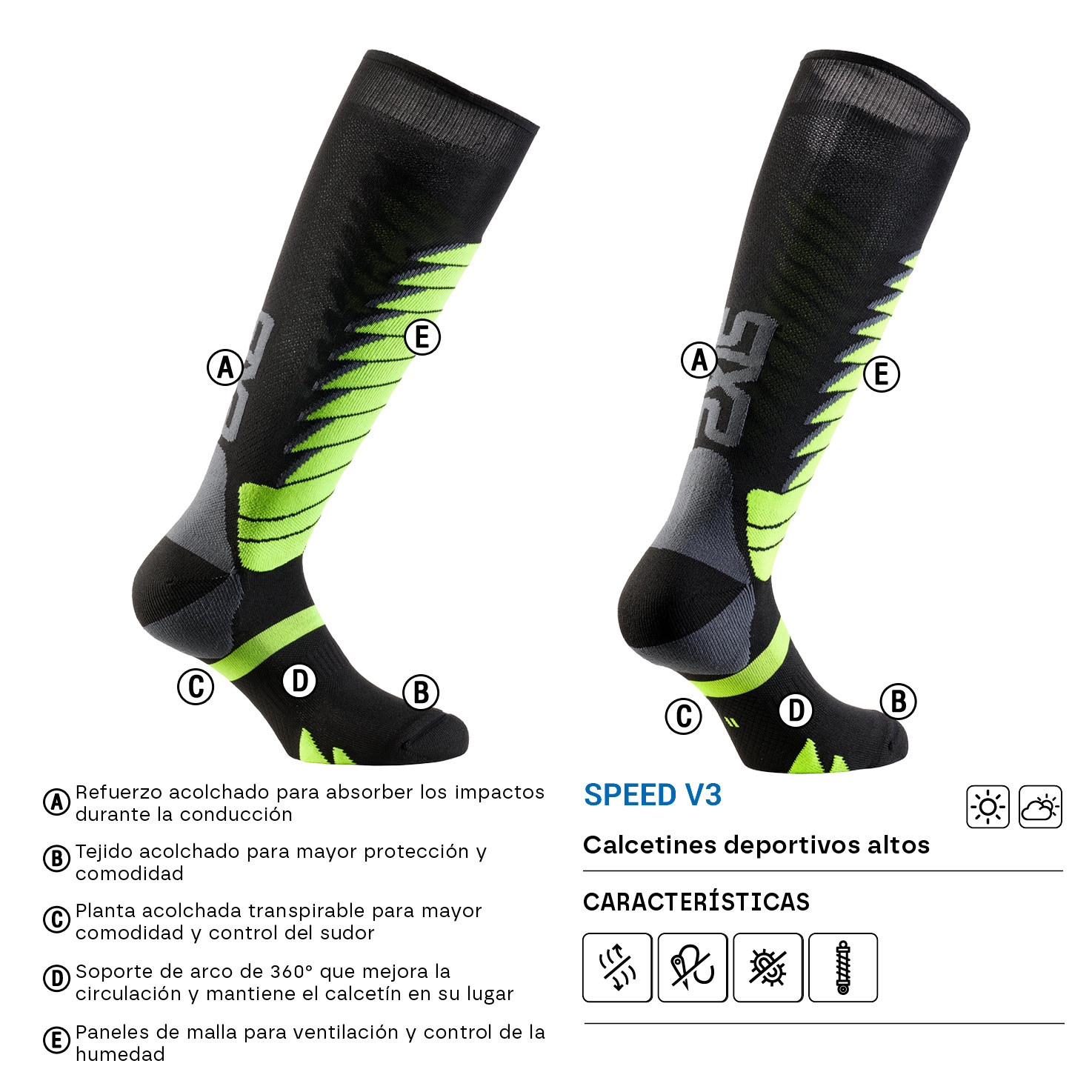 CALCETINES SIXS SPEED V3 NEGRO / VERDE