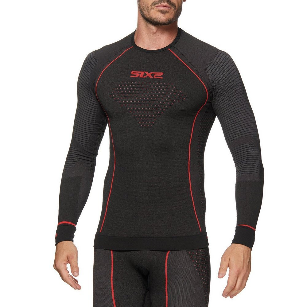 CAMISETA INTERIOR DE MANGA LARGA SIXS WARM CU TS2W NEGRO / ROJO