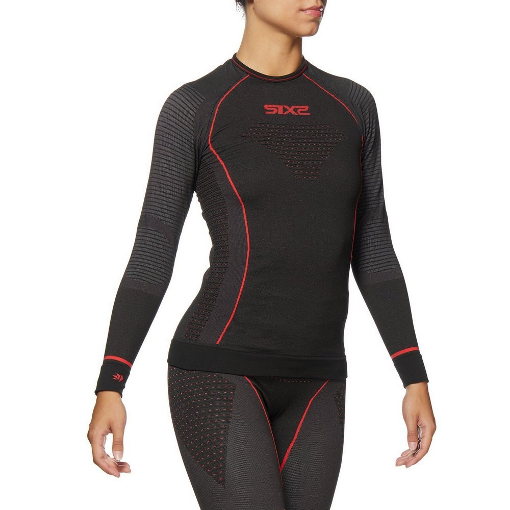 CAMISETA INTERIOR DE MANGA LARGA SIXS WARM CU TS2W NEGRO / ROJO