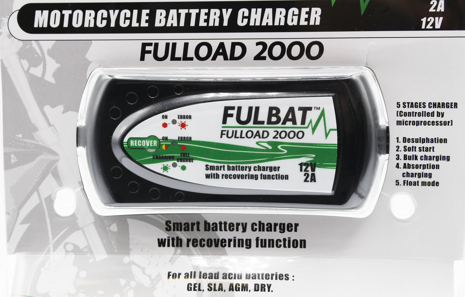 CARGADOR BATERÍA FULBAT FULLLOAD 2000 12V 2A