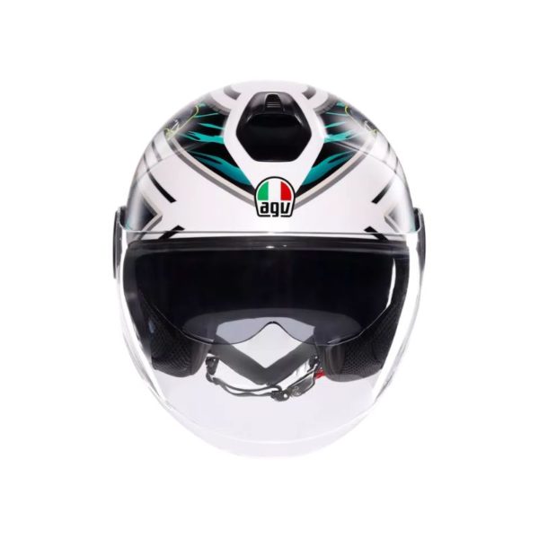 Casco AGV ETERES E2206 GHEPARD MATT WHITE BLACK GREEN