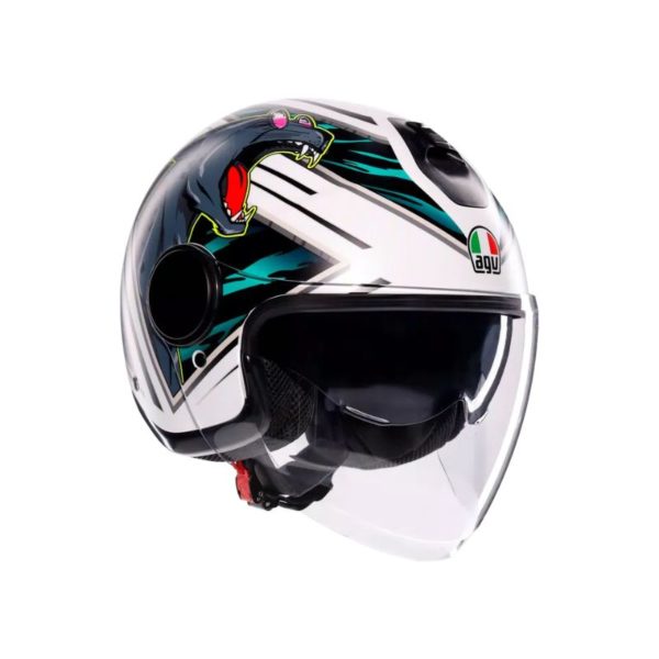 Casco AGV ETERES E2206 GHEPARD MATT WHITE BLACK GREEN