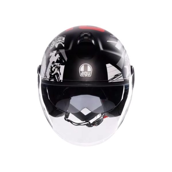 Casco AGV ETERES E2206 HISTORY MATT BLACK WHITE RED