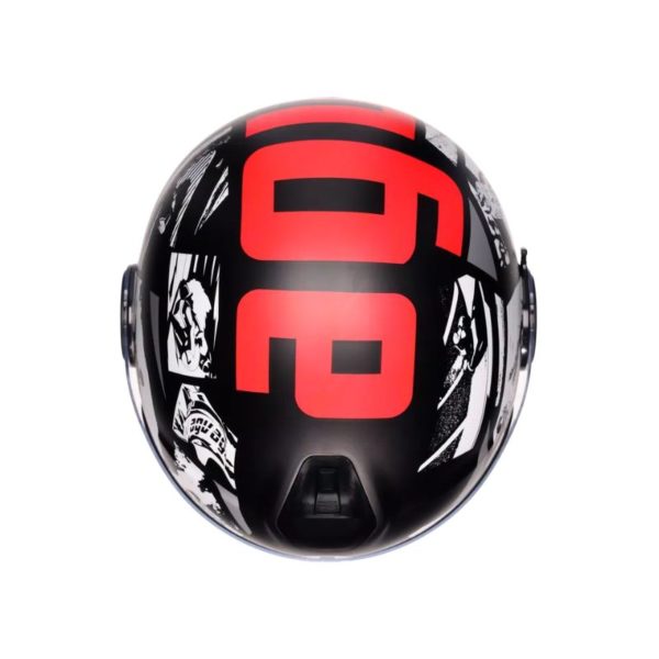 Casco AGV ETERES E2206 HISTORY MATT BLACK WHITE RED