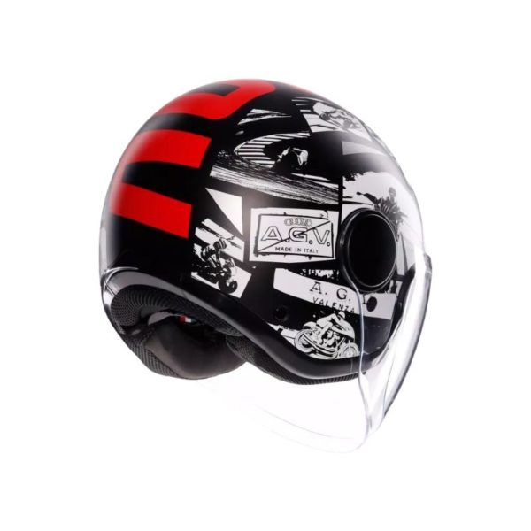 Casco AGV ETERES E2206 HISTORY MATT BLACK WHITE RED