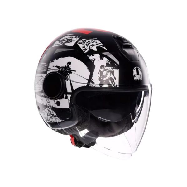 Casco AGV ETERES E2206 HISTORY MATT BLACK WHITE RED