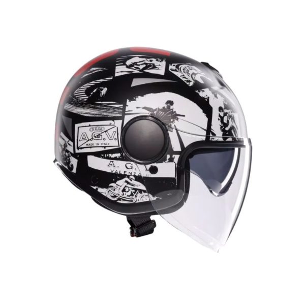 Casco AGV ETERES E2206 HISTORY MATT BLACK WHITE RED