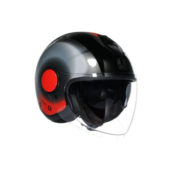 Casco AGV ETERES E2206 LEVANTO BLACK SILVER RED