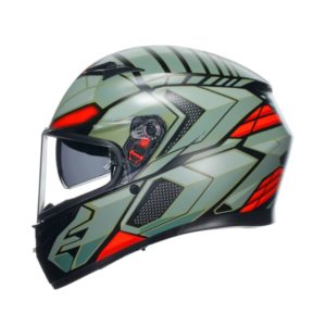 CASCO AGV K3 E2206 DECEPT MATT BLACK GREEN RED