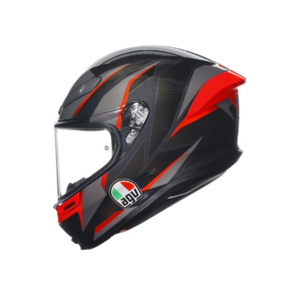 CASCO AGV K6 S E2206 SLASHCUT BLACK GREY RED