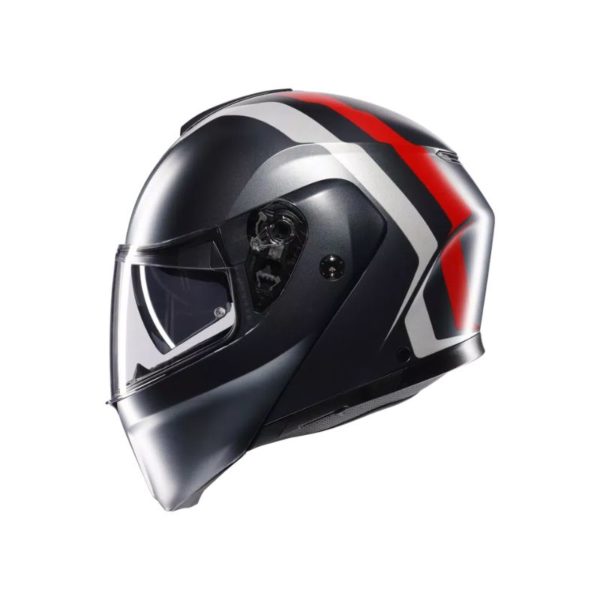 Casco AGV STREETMODULAR E2206 MPLK RESIA MATT GREY SILVER RED