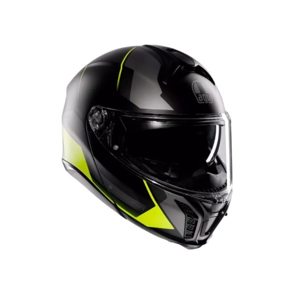 CASCO AGV TOURMODULAR E2206 MULTI MPLK PERCEPTION MATT BLACK YEL FLUO