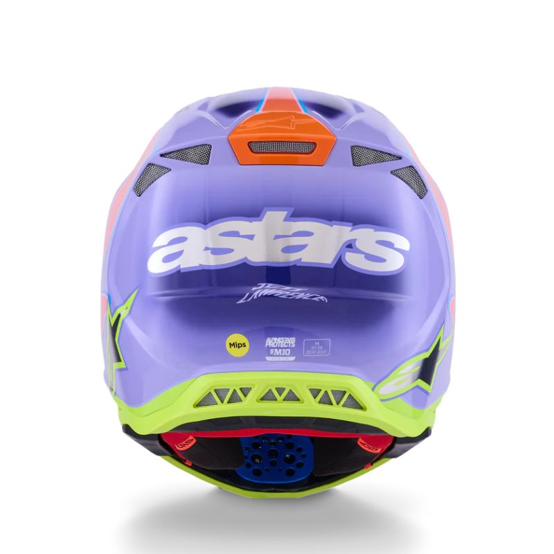 CASCO ALPINESTAR S-M10 JETT LAWRENCE R01 PURPLE PINK FL YELLOW FLUO GLS