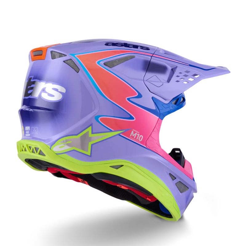 CASCO ALPINESTAR S-M10 JETT LAWRENCE R01 PURPLE PINK FL YELLOW FLUO GLS