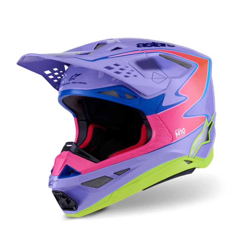 CASCO ALPINESTAR S-M10 JETT LAWRENCE R01 PURPLE PINK FL YELLOW FLUO GLS