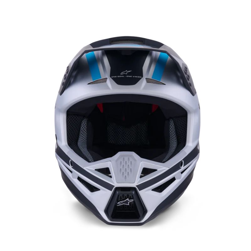 CASCO ALPINESTAR S-M3 HEAT SILVER BLUE BLACK MATT
